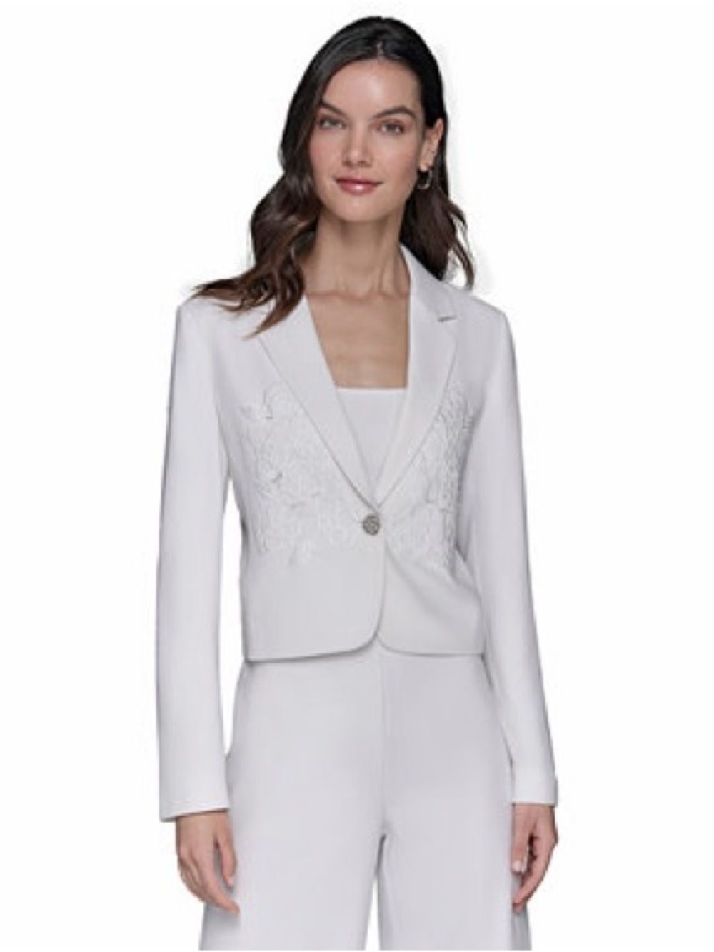 Karl Lagerfeld Paris Women's Cropped Embroidered Blazer